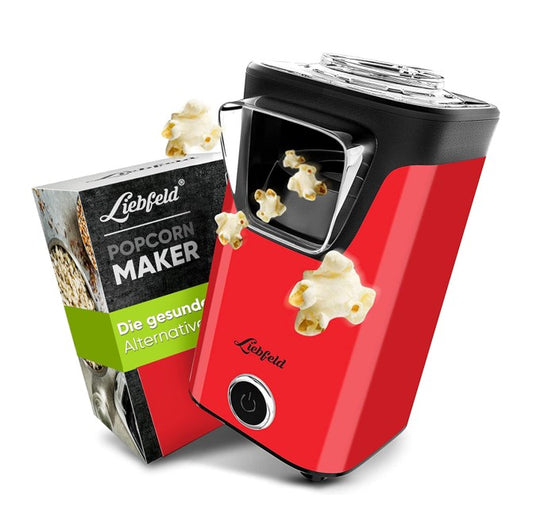 Liebfeld Popcornmaschine - Heißluft Popcorn Maker ohne Fett & Öl - Retro Küchen Gadget