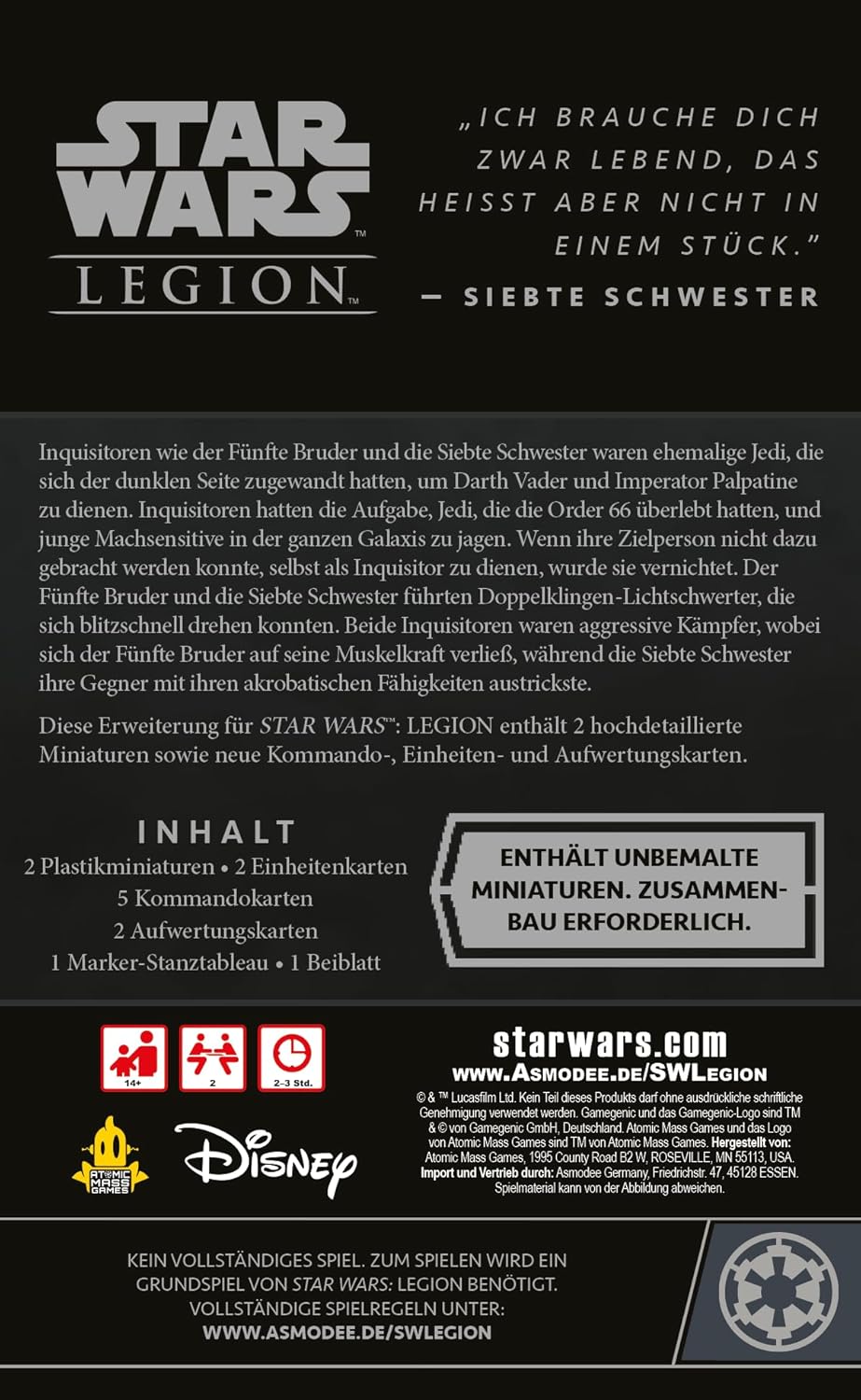 Star Wars Legion Fünfter Bruder & Siebte Schwester Agent Erweiterung Tabletop Asmodee