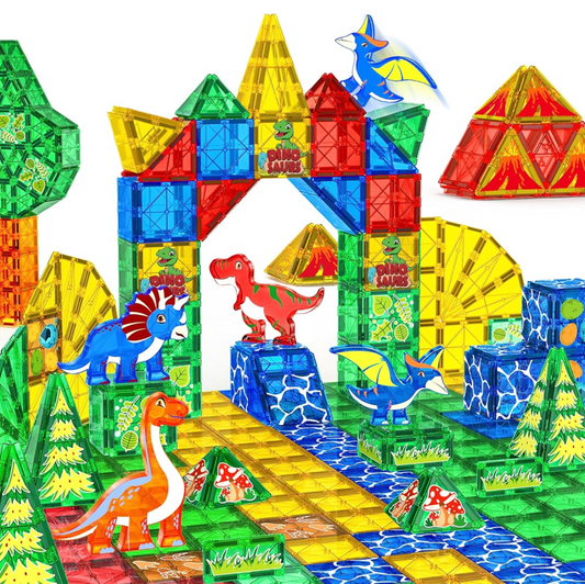 Magnetbausteine Dinosaurier Landschaft Spielzeug Kinder Montessori 46 Teile - NEU