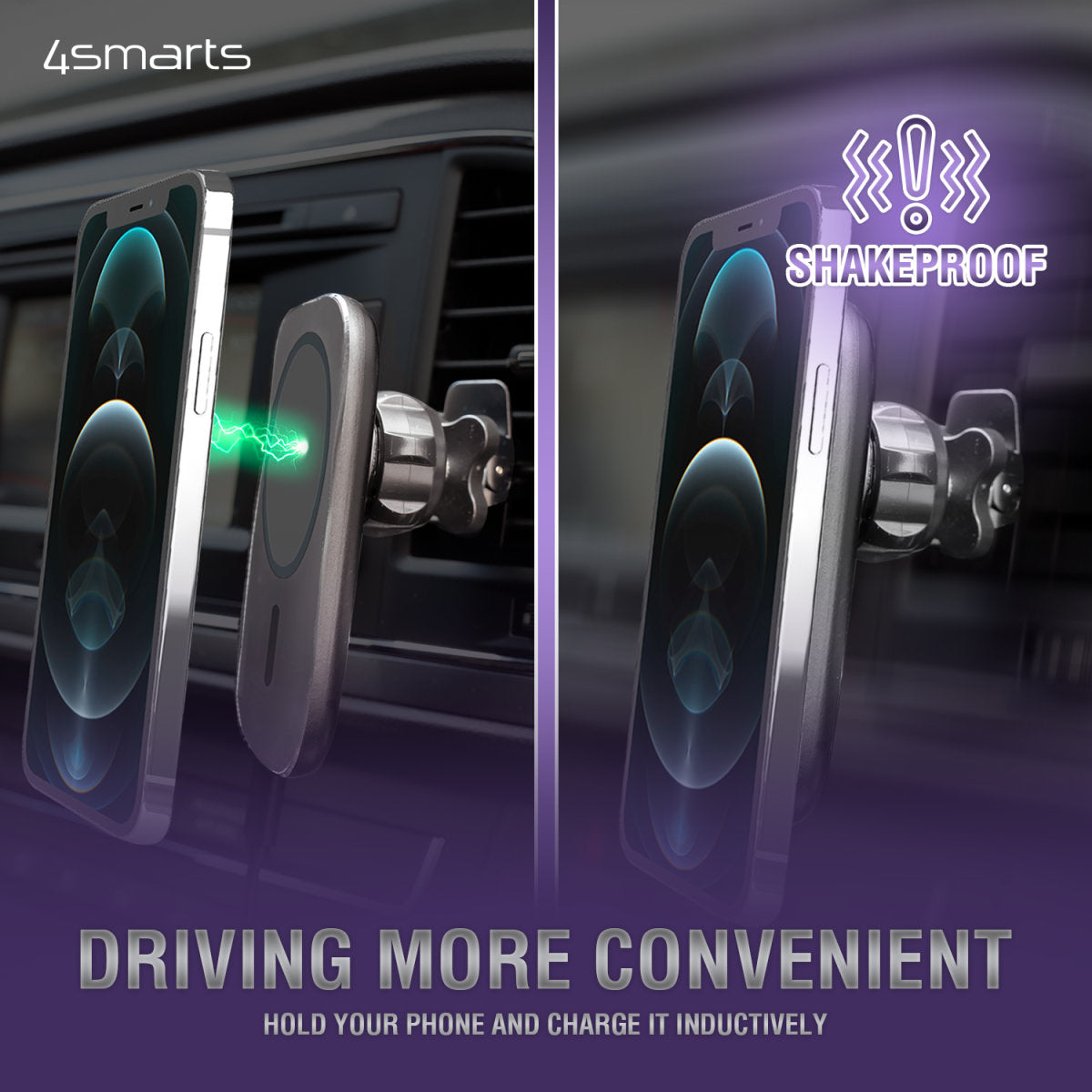 Wireless Kfz Ladeset UltiMag RoadTrip 15W schwarz for Apple Iphone Samsung & more
