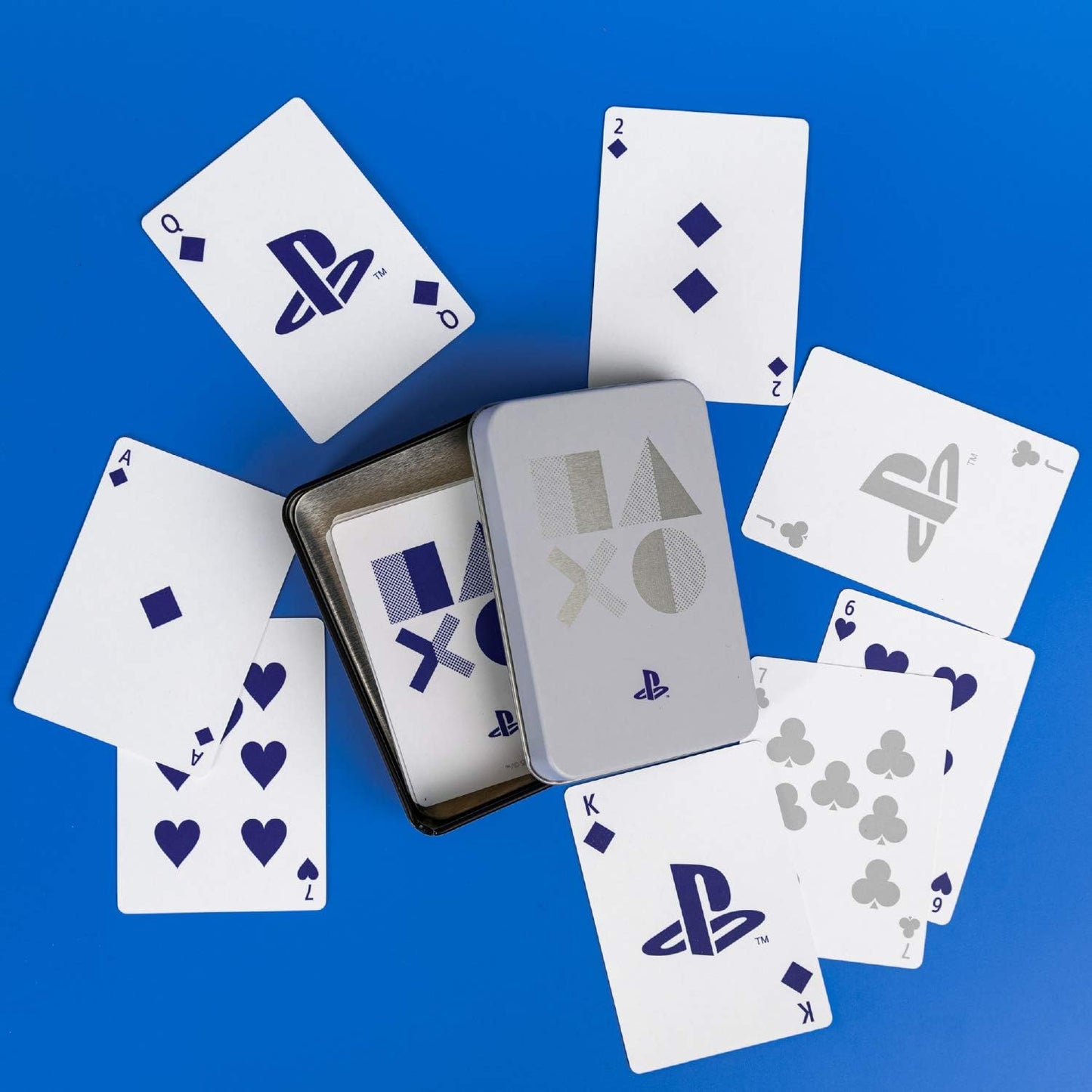 Paladone Playstation PS5 Spielkarten und Konsole als Tin Box – Standard Deck für Gamer