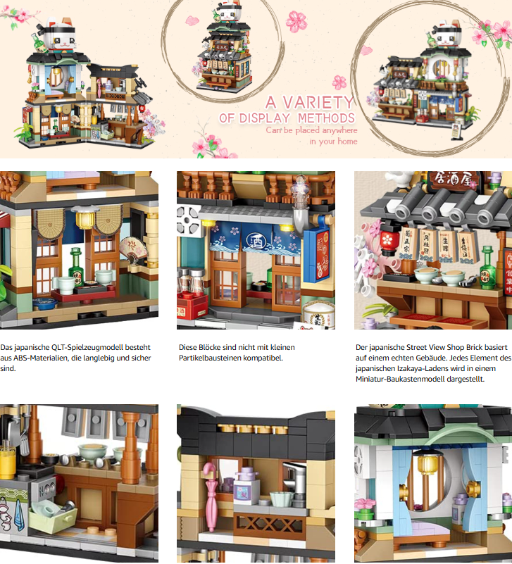 Izakaya Shop Mini Bausteine Klemmbausteine 789 Stück Japanisches Motiv Katze - NEU