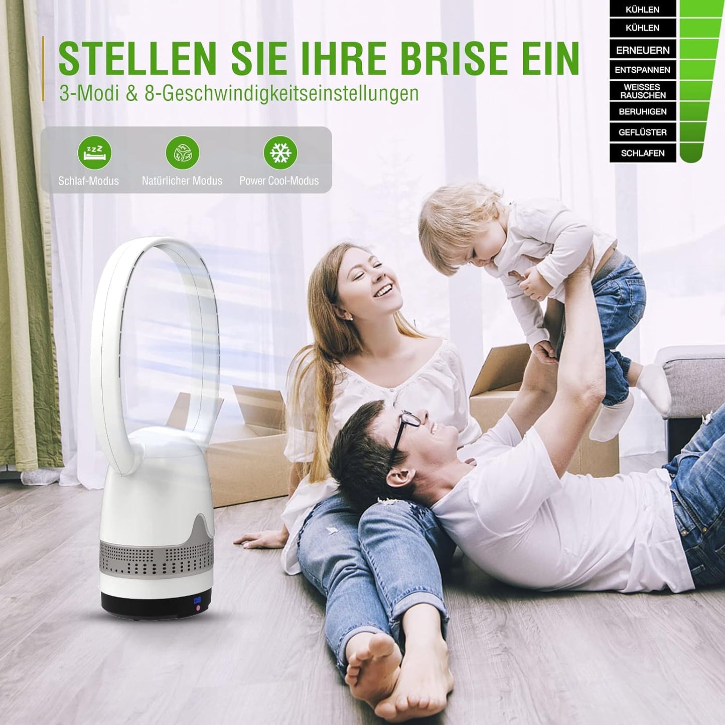 Mitcent Rotorloser Ventilator Luftreiniger-Lüfter H12 HEPA-Filter MT1004 Weiß