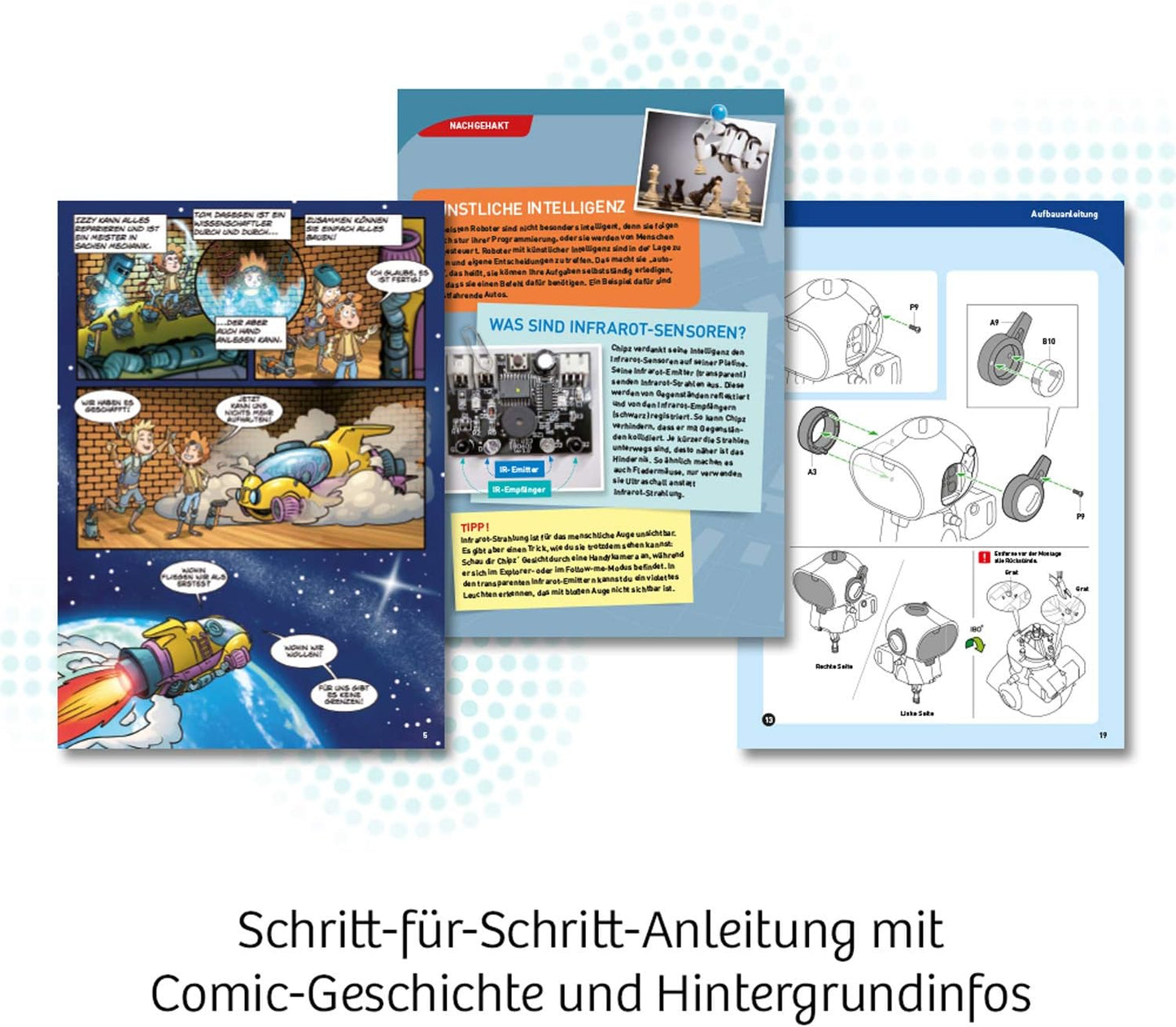 Kosmos 621001 - Chipz - Der intelligente Roboter für Kinder, folgt Bewegungen, weicht aus, Licht Sound Spielzeug