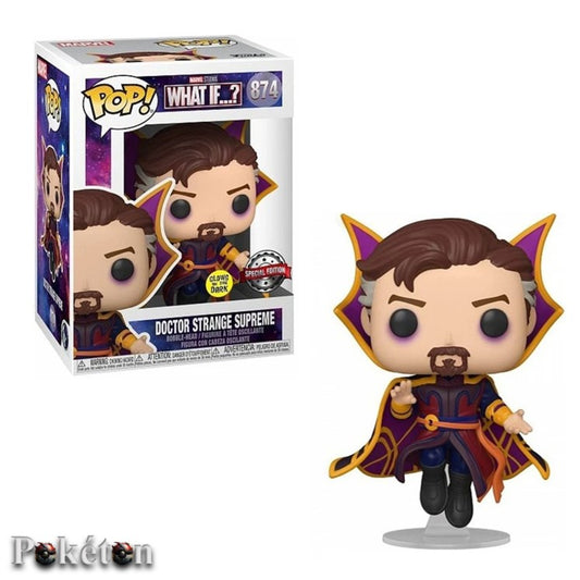 FUNKO POP Marvel What If...? #874 Doctor Strange Supreme (Glows in the Dark) - Vinyl Figur NEU