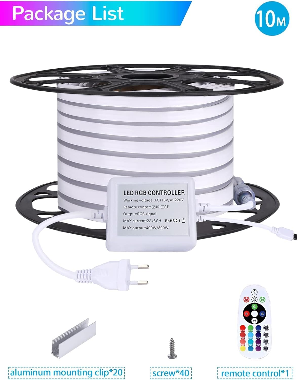 Lamomo Led Strip 10m Led Streifen - Led Streifen Lichterschlauch, Wasserdicht IP65