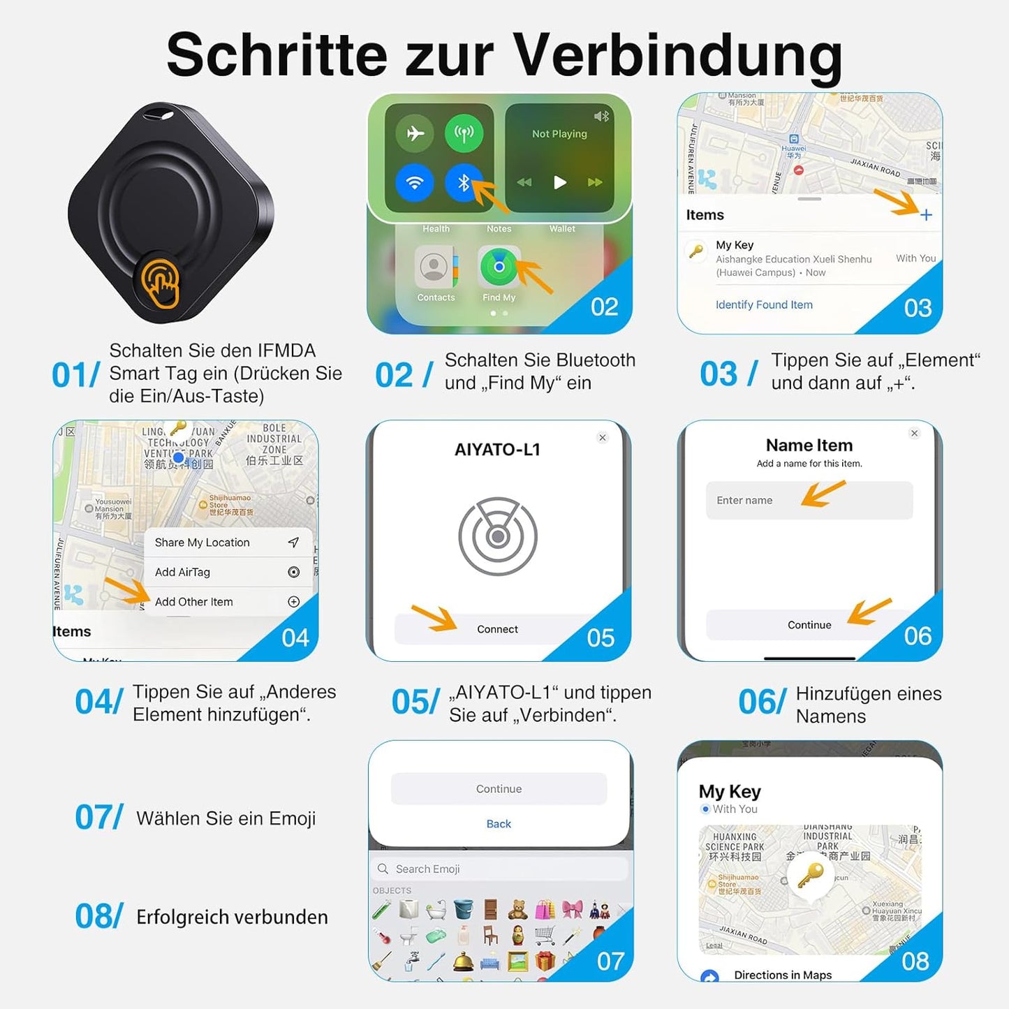 Smart Tag - Air Tracker Tag 2er Pack (Apple iOS 14.5+) wasserdicht Bluetooth-Schlüsselfinder