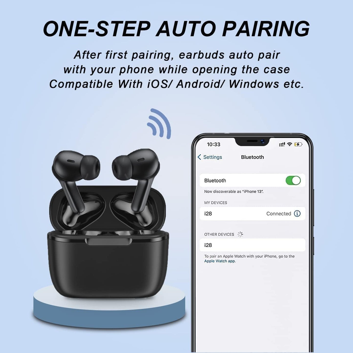 Kabellose Kopfhörer, Bluetooth-Kopfhörer 5,3 in Ear HiFi-Stereo, IPX6 wasserdicht LED