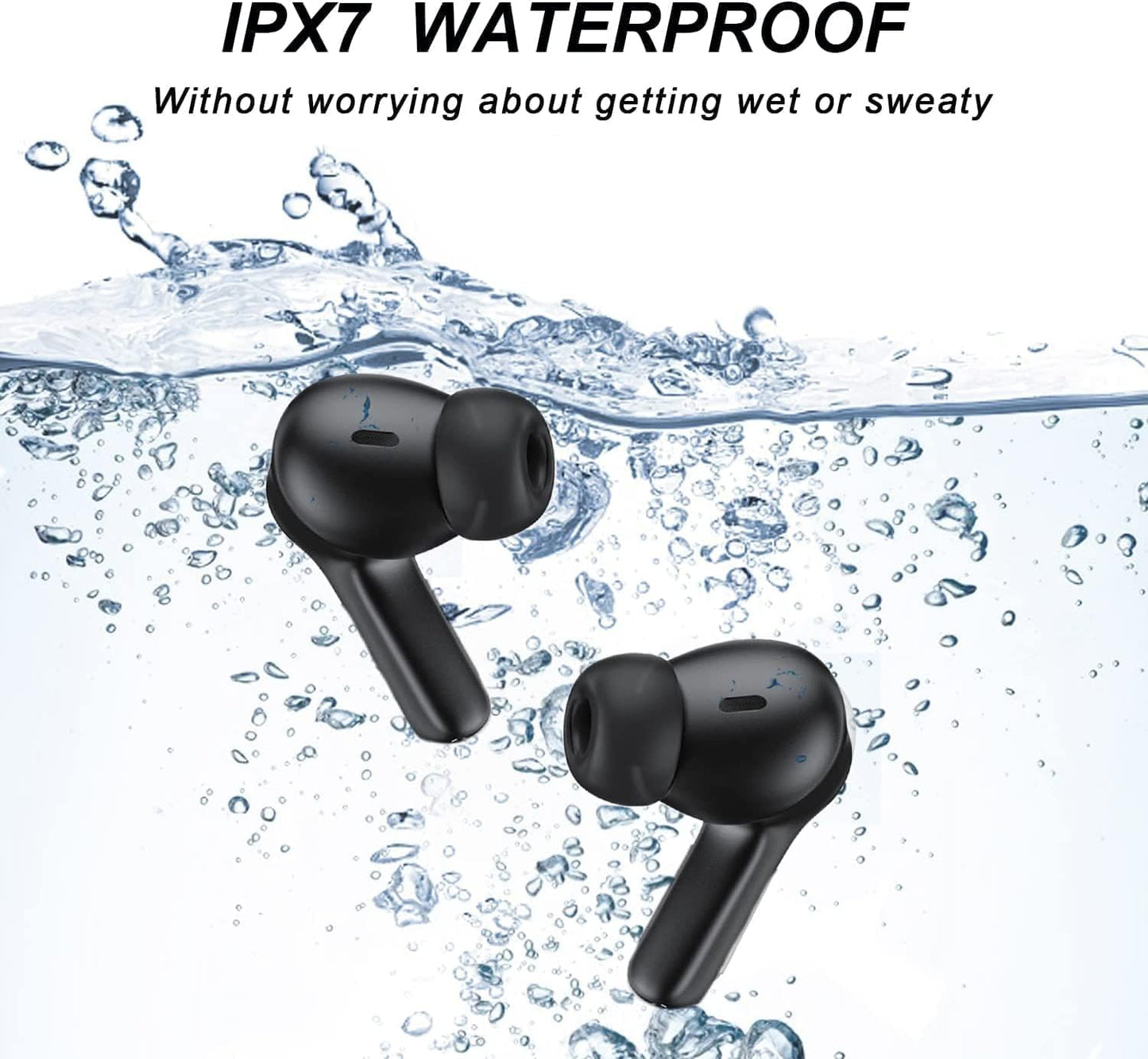 Kabellose Kopfhörer, Bluetooth-Kopfhörer 5,3 in Ear HiFi-Stereo, IPX6 wasserdicht LED