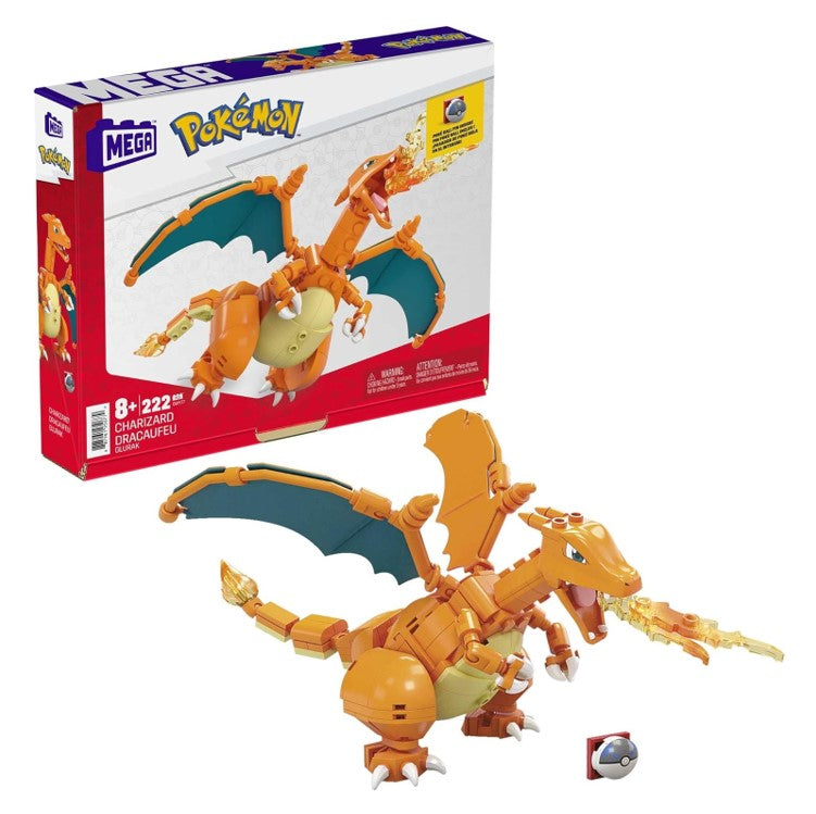 Mega GWY77 Mattel - Pokemon Glurak Charizard 222 Teile Spielzeug - NEU