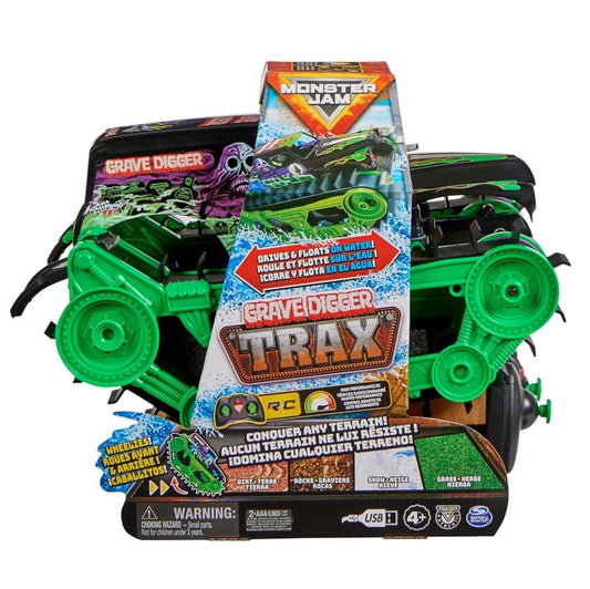 Monster Jam Grave Digger Trax RC Monster Truck für Land & Wasser Spielzeug Kinder