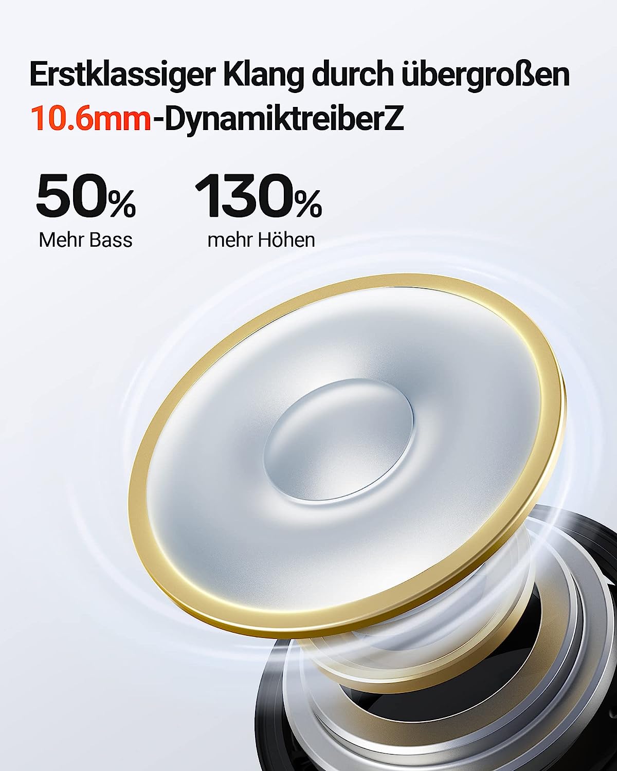 LavaBeans Bluetooth Kopfhörer in Ear, 126H Wiedergabe Kabellos LED Wireless Earbuds, IPX 8 Wasserdicht, Noise Cancelling Sport Ohrhörer