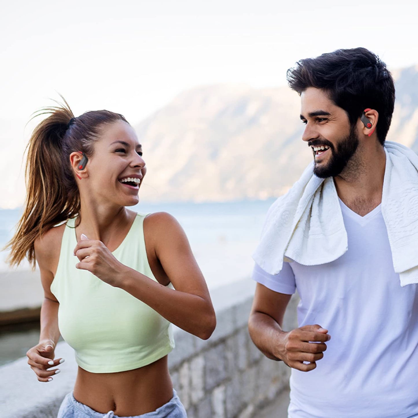 Bluetooth Kopfhörer Sport Kabellos mit Mic 120 Std Dual LED Anzeige Wasserdicht In-Ear Headphones 3D Stereo
