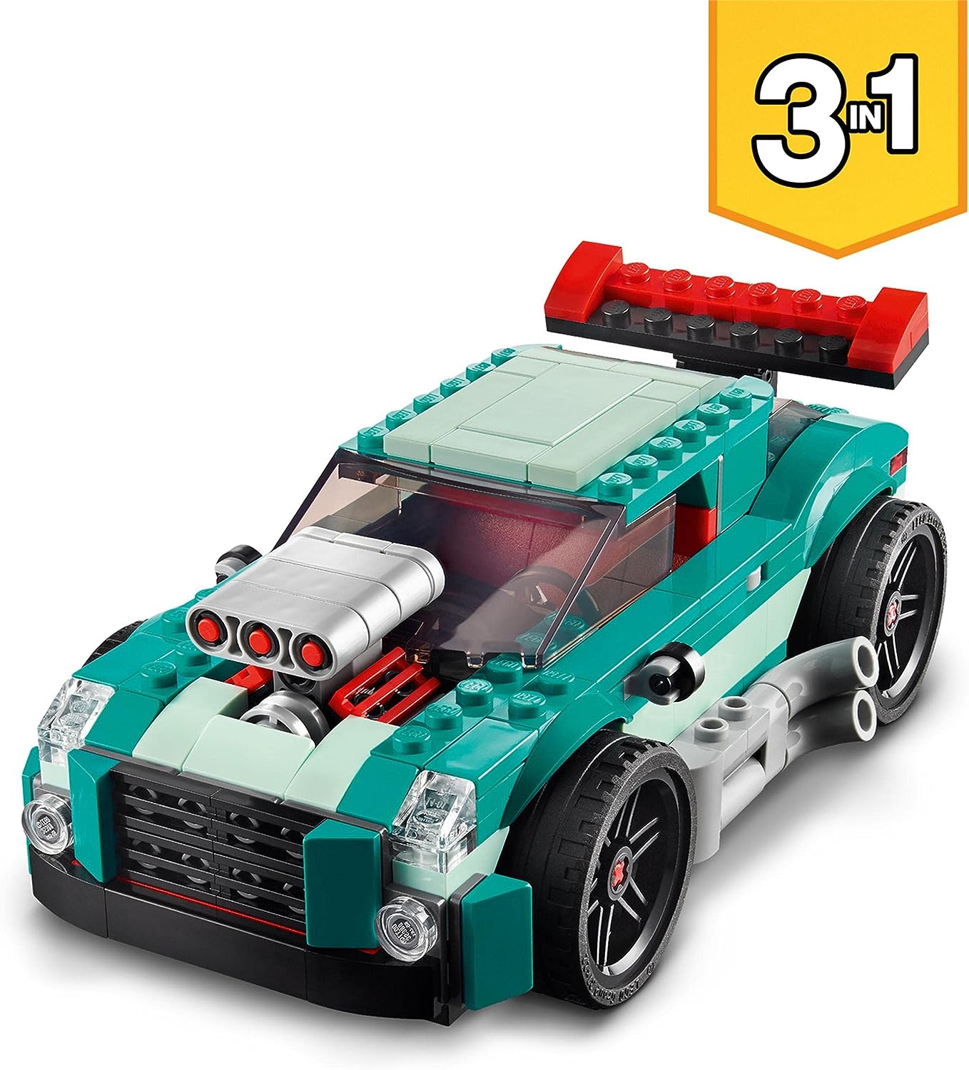 LEGO 31127 Creator 3-in-1 Straßenflitzer: Rennwagen, Muscle Car und Hot Rod Auto