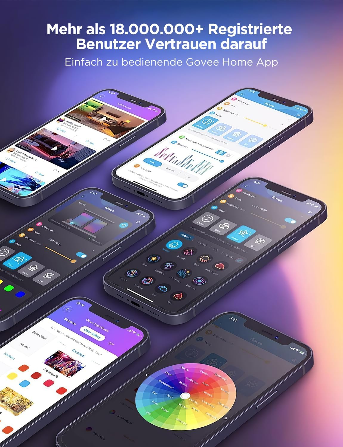 Govee LED Strip 30m, Bluetooth RGB LED Streifen mit App-Steuerung, Farbwechsel, Musik Sync