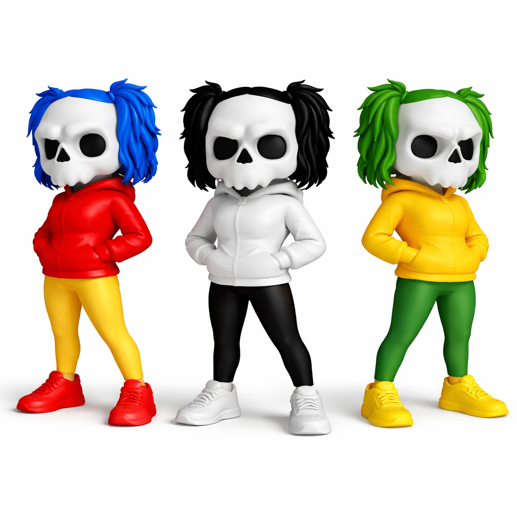 3D Totenkopf Figur "Skull Girl" – Urban Street Style – Verschiedene Farben