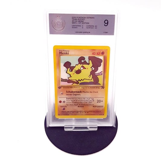 Pokemon Menki 61/82 1st Edition Team Rocket deutsch PGS Grading 9 Mint+