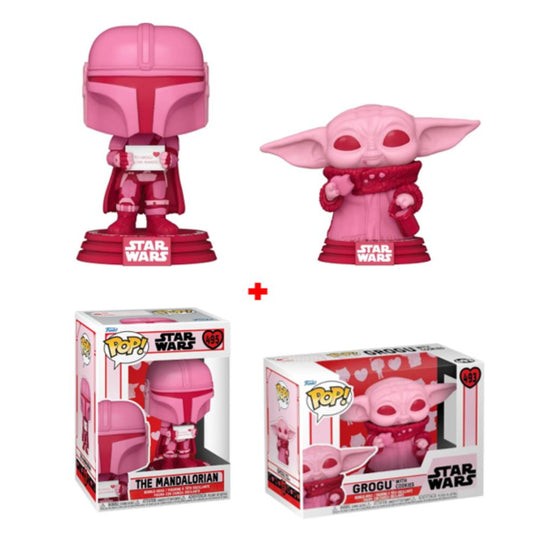 FUNKO POP Star Wars Valentines #493 Grogu and #495 The Mandalorian NEU sealed