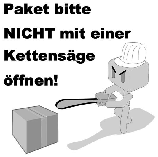 Paketaufkleber lustig funny Kettensäge vorsichtig öffnen (12 Stück) selbstklebend