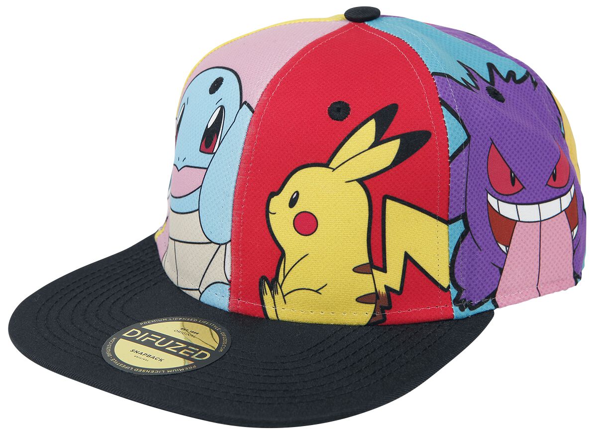 Pokemon Multi Pop Art Pikachu & Co - Snapback Cap Mütze Basecap - verstellbar
