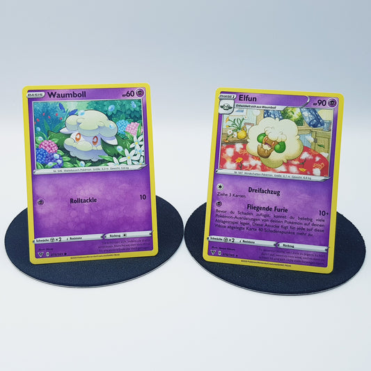 Waumboll 075/185 & Elfun 076/185 rare - Schwert & Schild - Farbenschock 2020 - DE - Pokemon