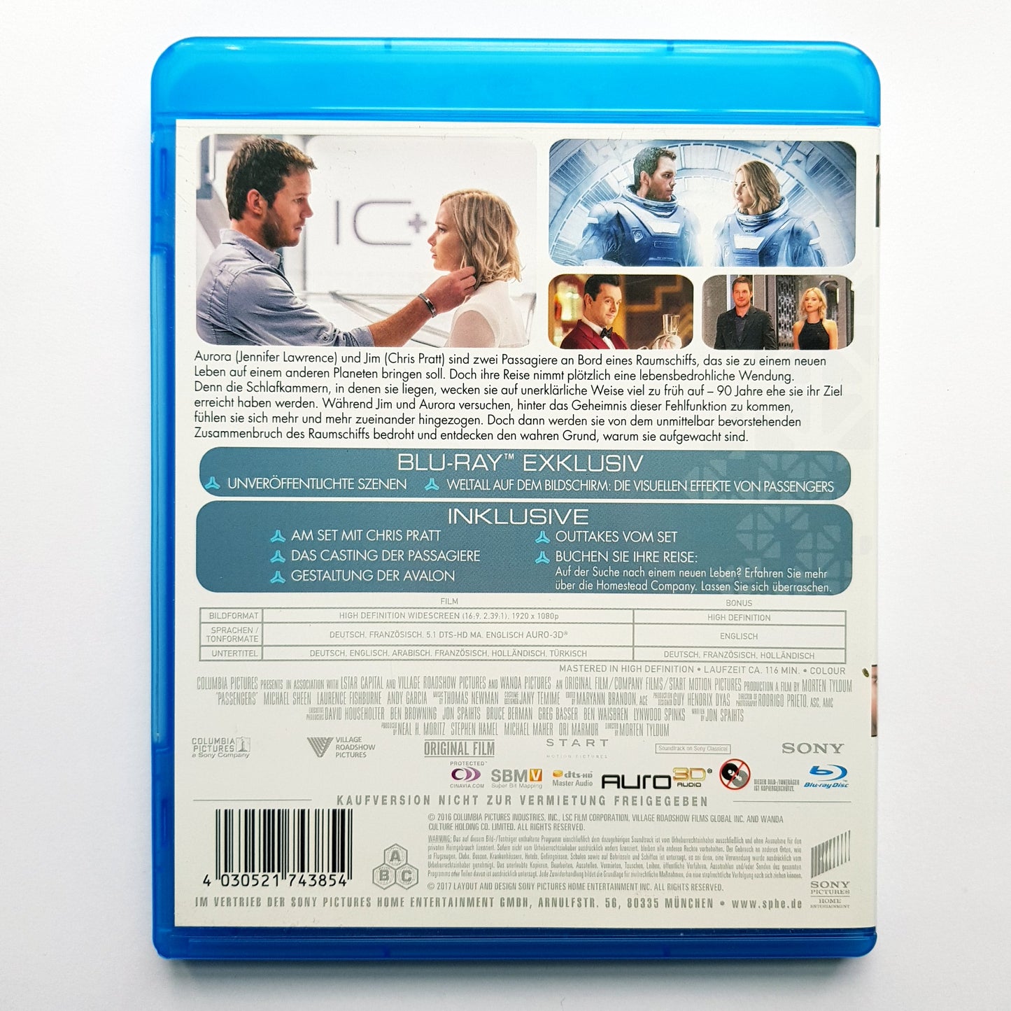 Passengers - Jennifer Lawrence & Chris Pratt - Blu Ray Zustand sehr gut