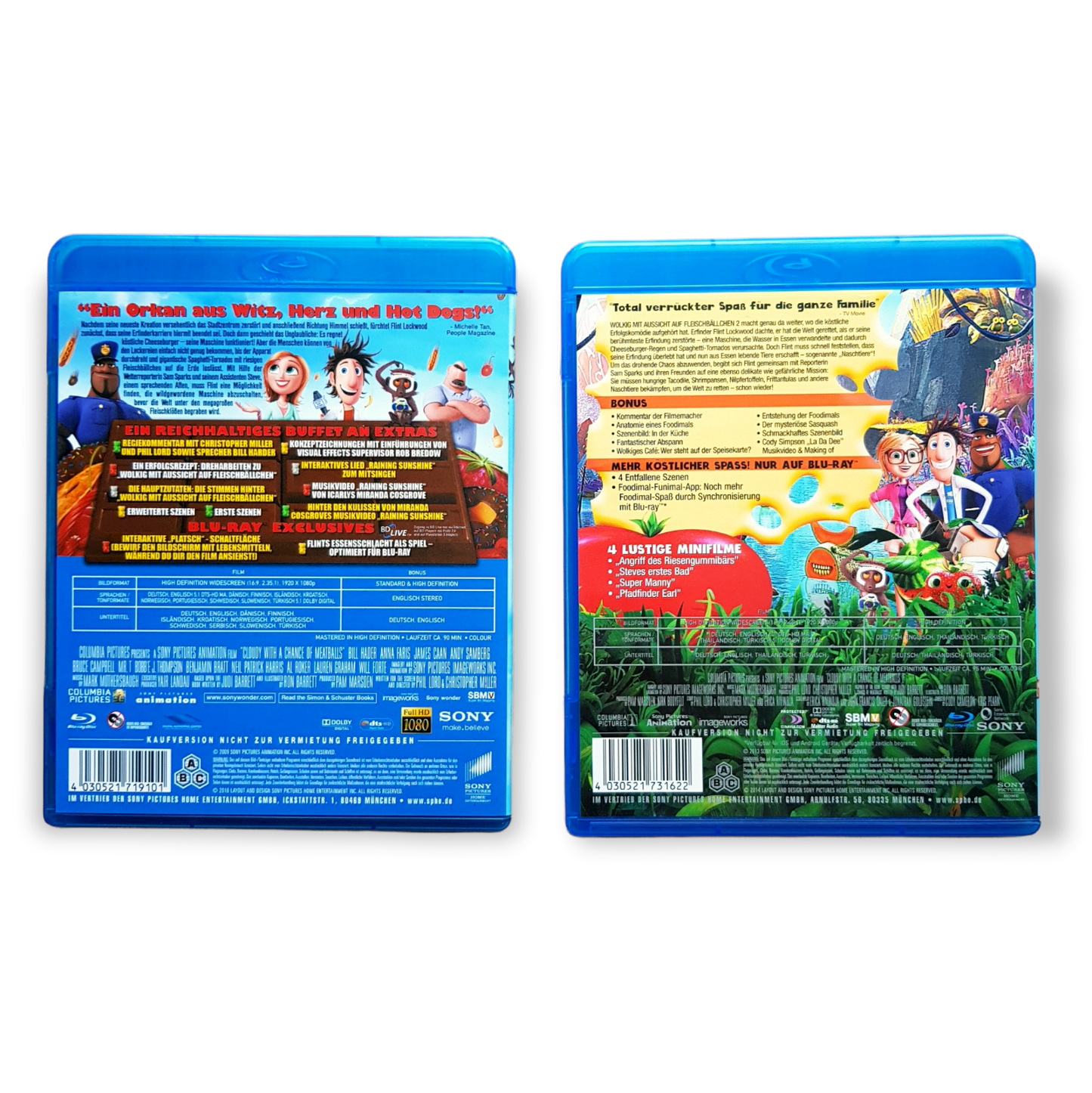 Wolkig mit Aussicht auf Fleischbällchen (Teil 1+2) - Blu Ray Zustand sehr gut