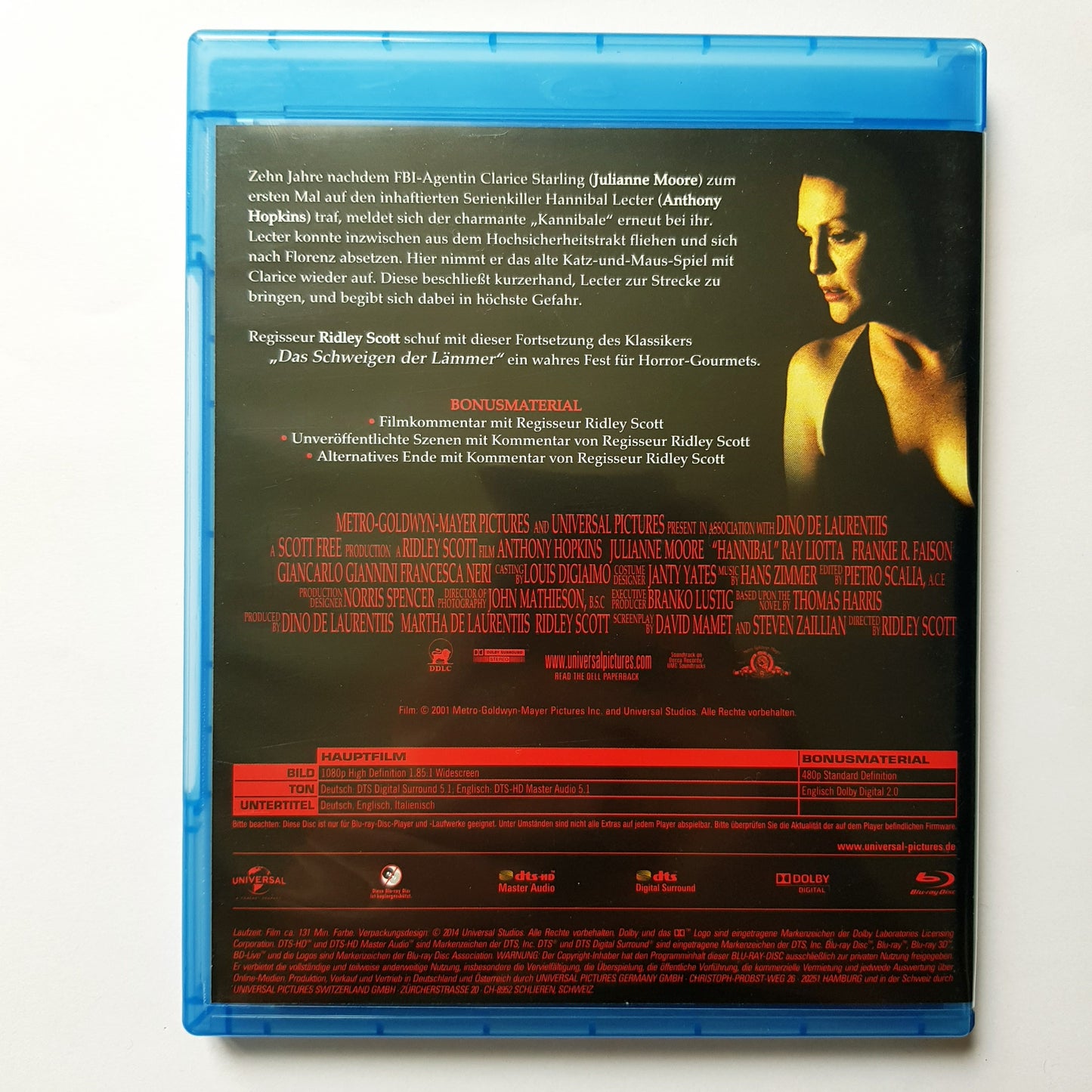 Hannibal - Anthony Hopkins Julianne Moore - Blu Ray Zustand sehr gut