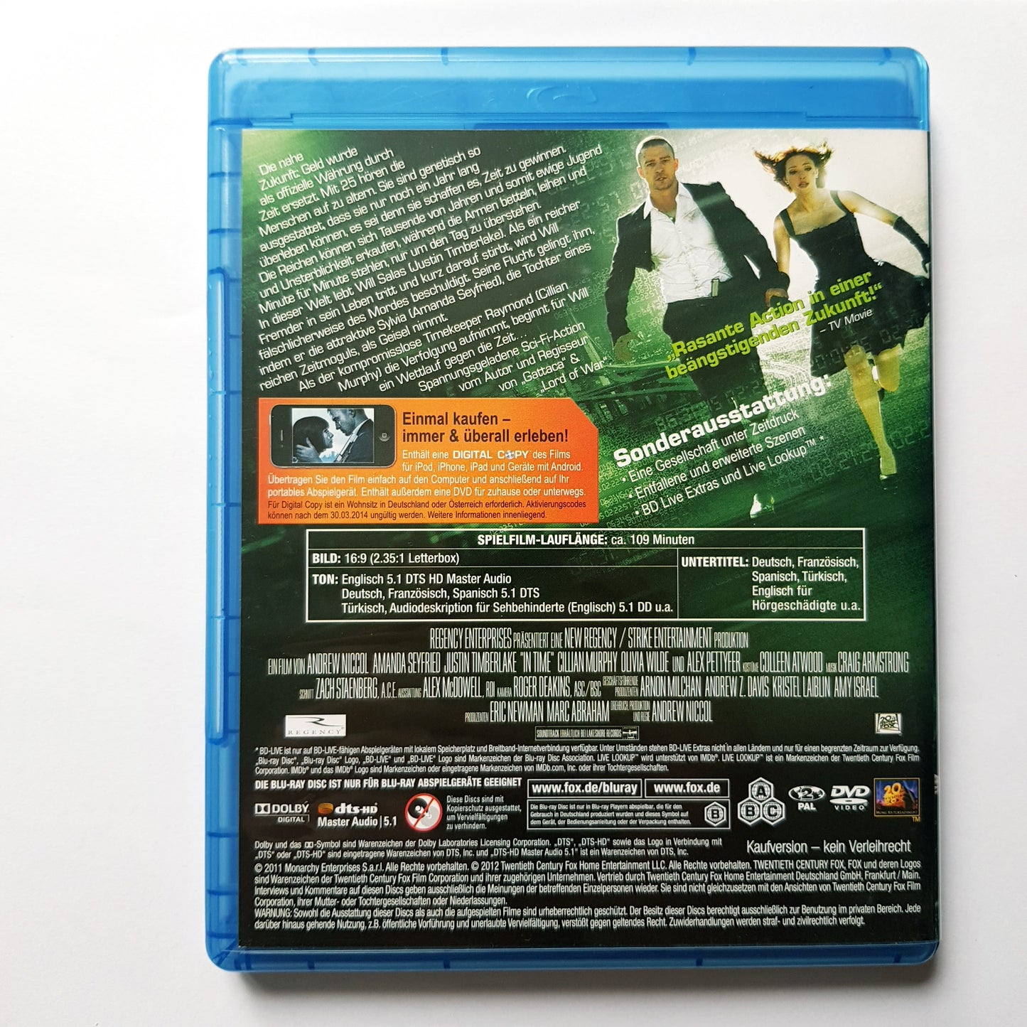 In Time - Deine Zeit läuft - Justin Timberlake - Blu Ray Zustand sehr gut