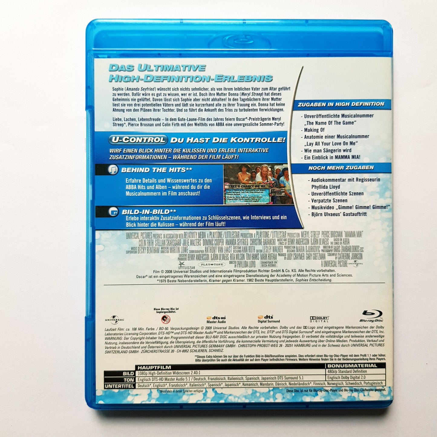 Mamma Mia! - Der Film - Meryl Streep & Pierce Brosnan - Blu Ray Zustand sehr gut