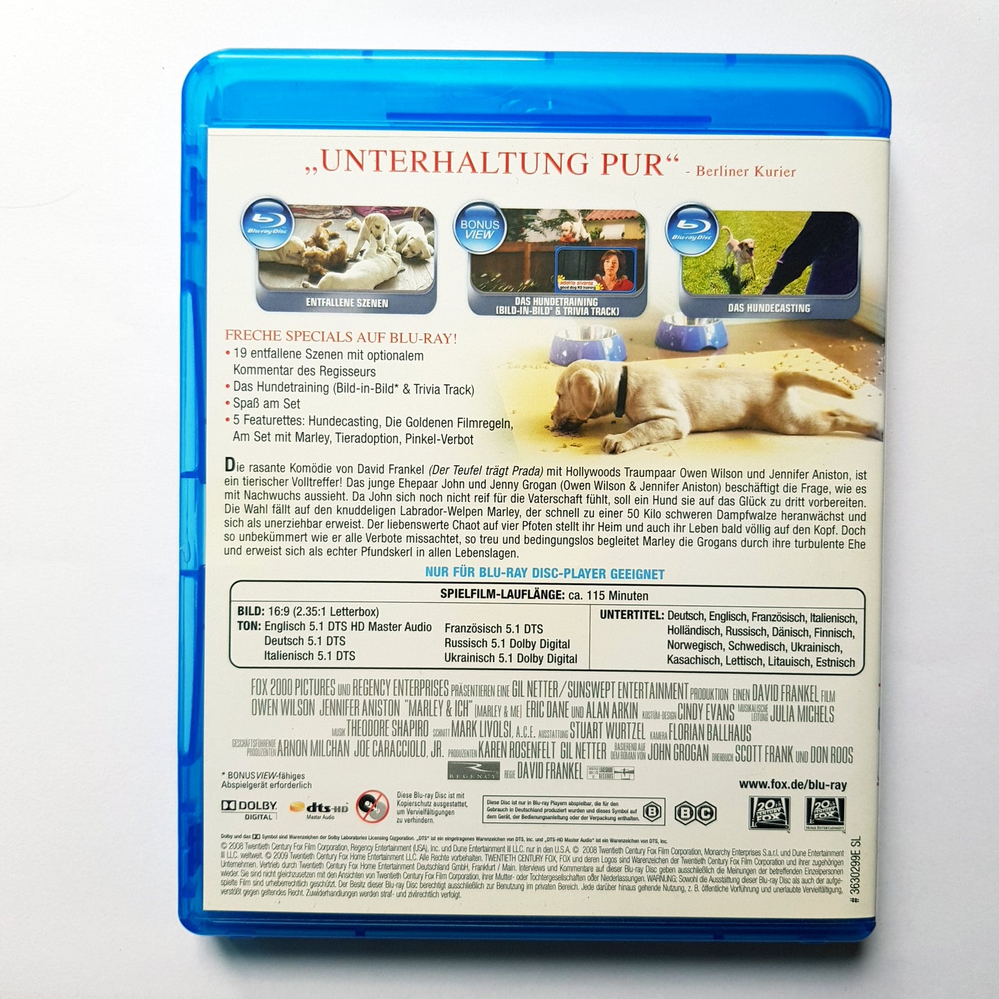 Marley & Ich - Owen Wilson & Jennifer Aniston - Blu Ray Zustand sehr gut
