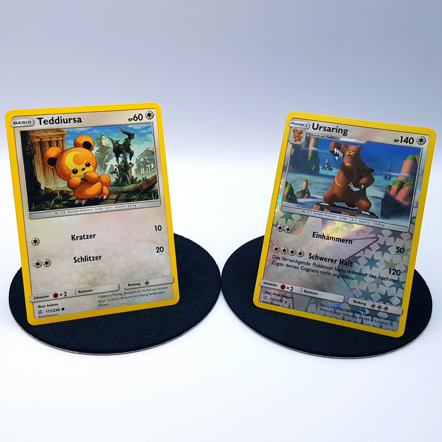 Teddiursa 171/236 Ursaring 172/236 rare reverse holo Sonne & Mond 2019 Pokemon