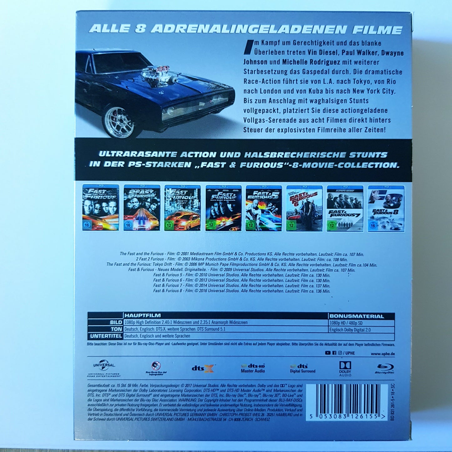 Fast & Furious 8-Movie-Collection - Vin Diesel, Paul Walker - Blu Ray Zustand sehr gut