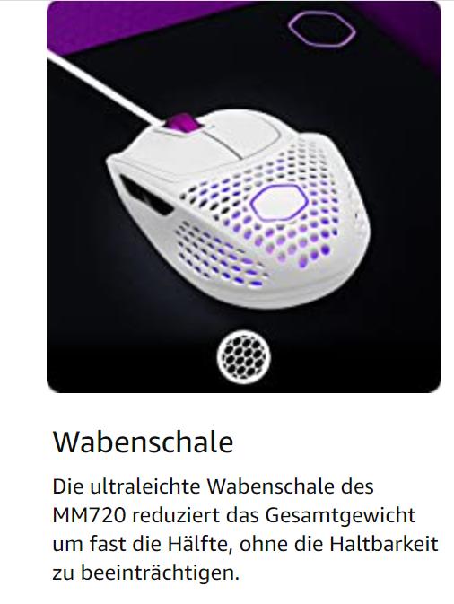 Cooler Master MM720 RGB-LED Claw Grip Wired Gaming Mouse Maus schwarz