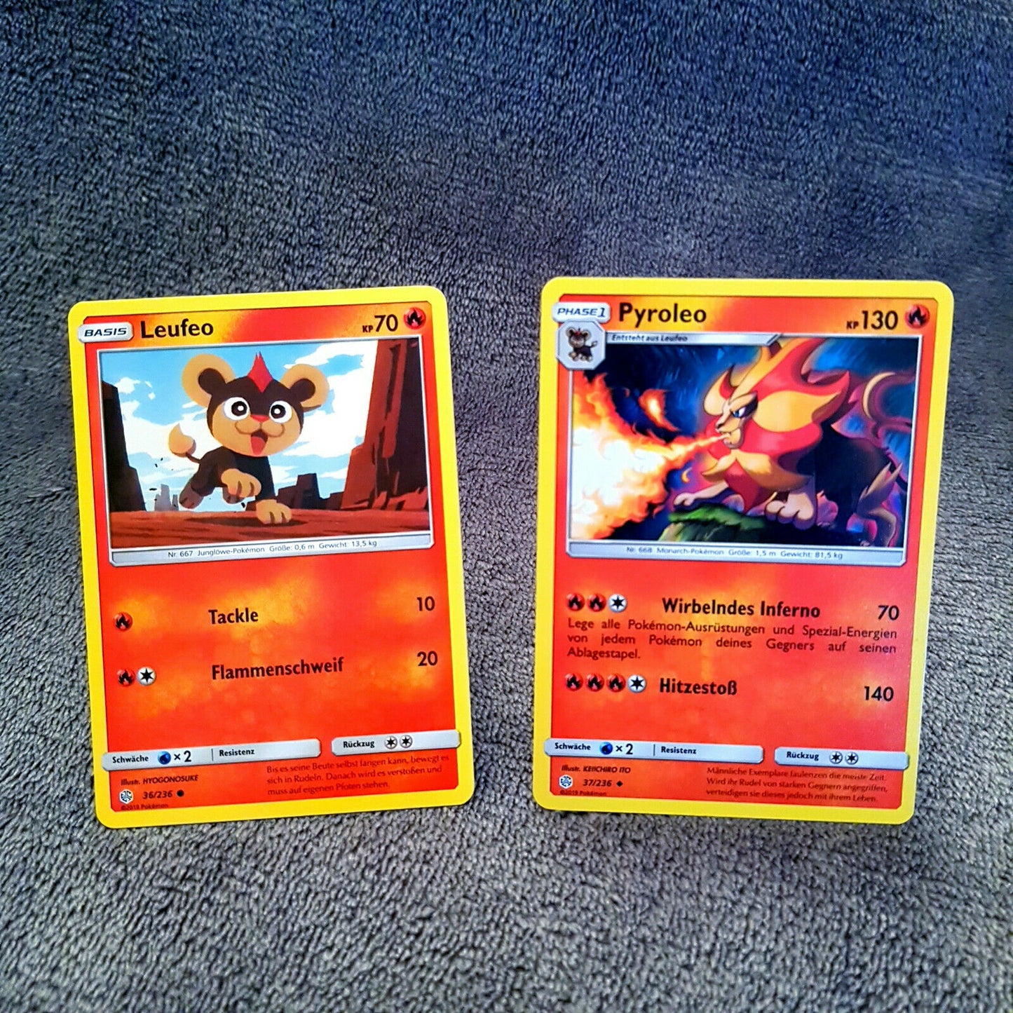 Pokemon - Leufeo 36/236 Pyroleo 37/236 - Welten im Wandel 2019 - MINT