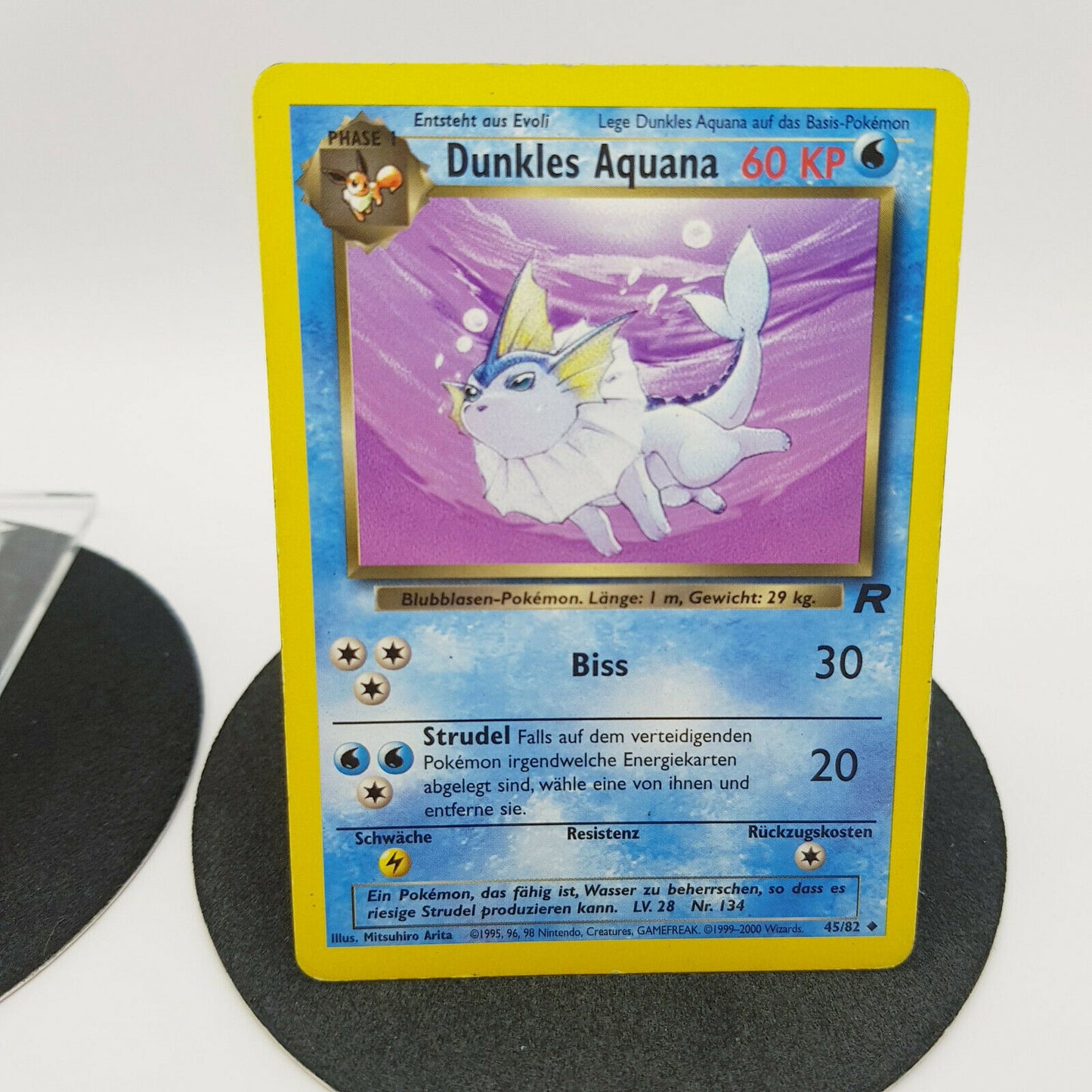 Pokemon Karte - Evoli 55/82 Dunkles Aquana 45/82 Team Rocket 2000 Near Mint