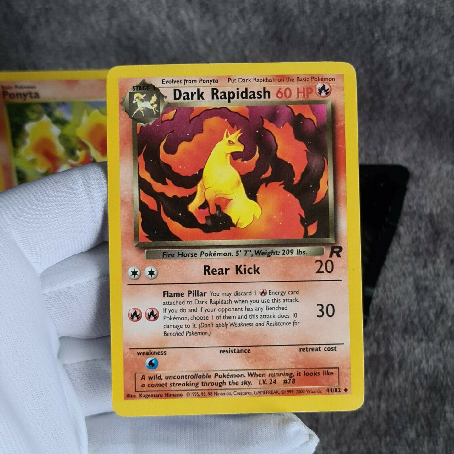 Pokemon Karten | Ponyta 64/82 | Dark Rapidash 44/82 | TCG 1999 | NM Near Mint