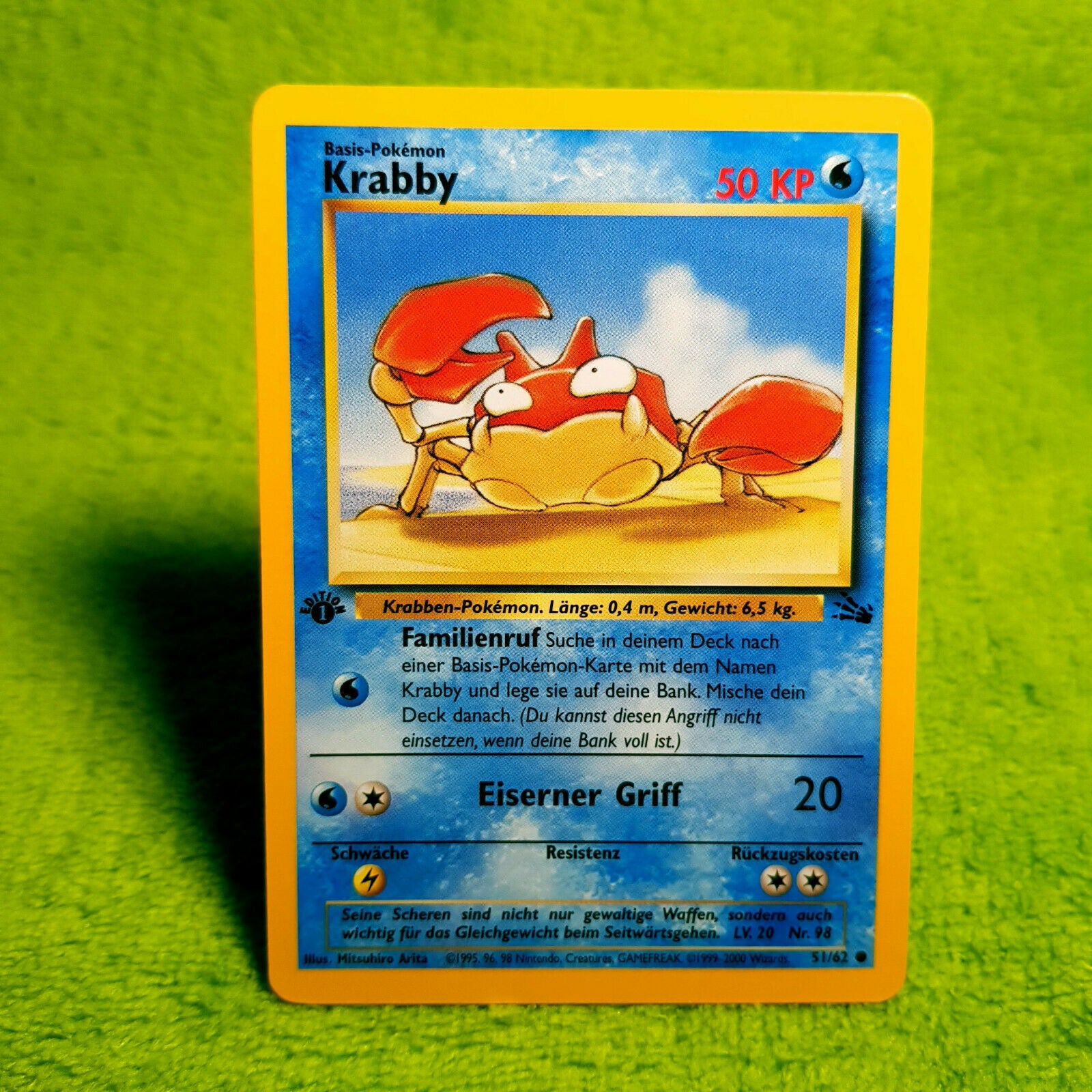 Pokemon - Krabby 51/62 - 1. Edition - Fossil Set (1999) - MINT Pokton Pokemon - Krabby 51/62 - 1. Edition - Fossil Set (1999) - MINT Pokton
