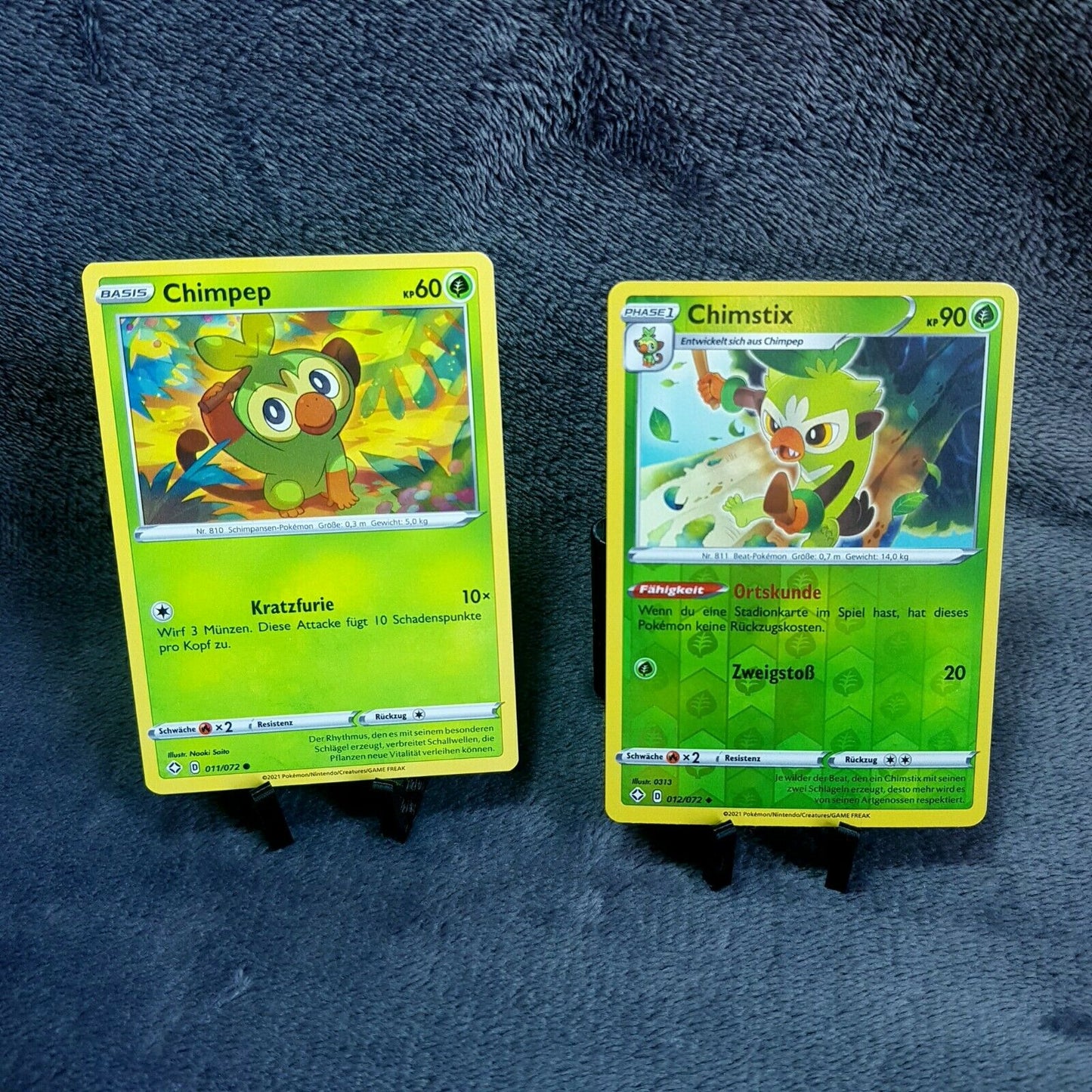 Pokemon | Chimpep 11/72 & Chimstix 12/72 holo | deutsch | Mint