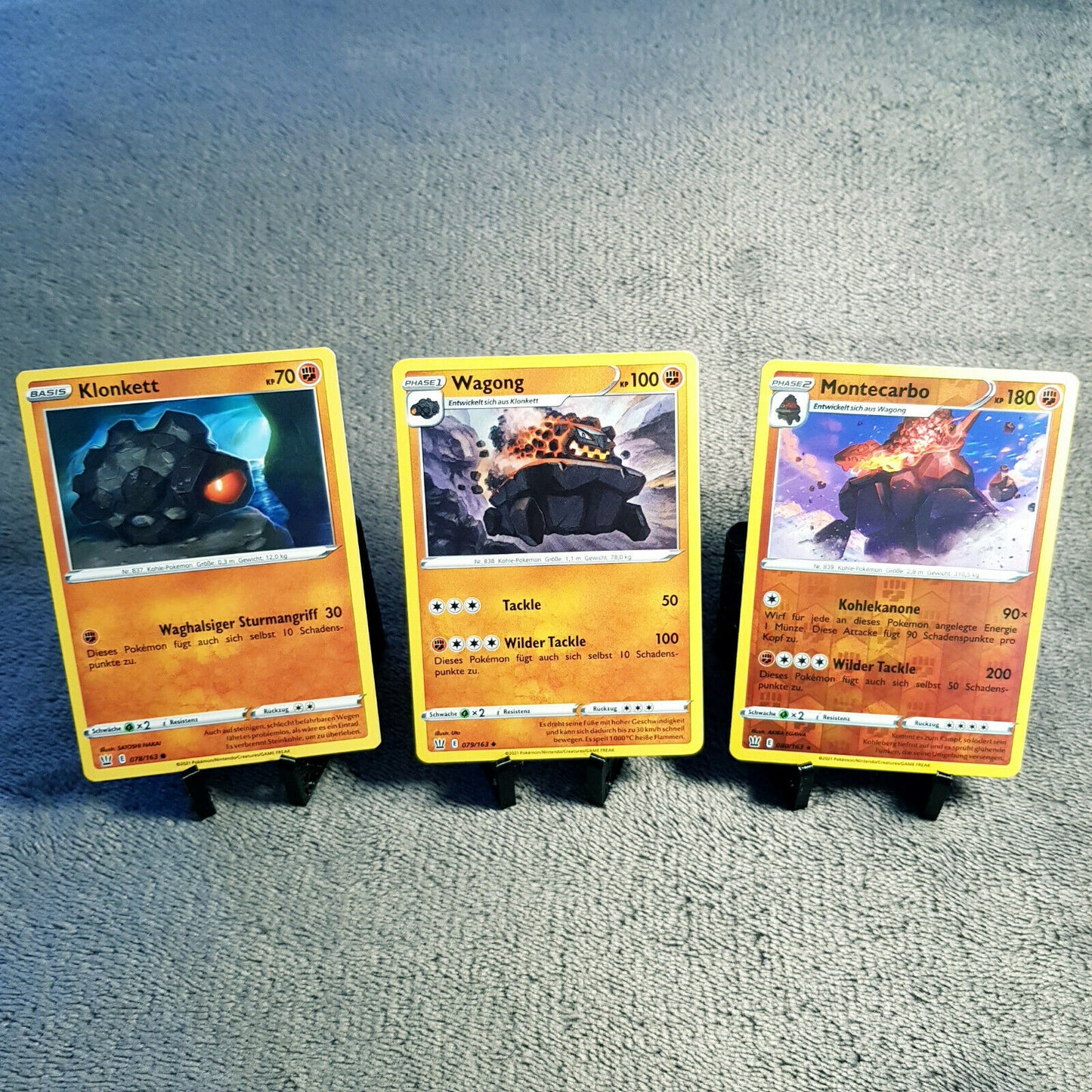 Pokemon Karten | Klonkett 78/163 & Wagong 79/163 & Montecarbo 80/163 holo PSA