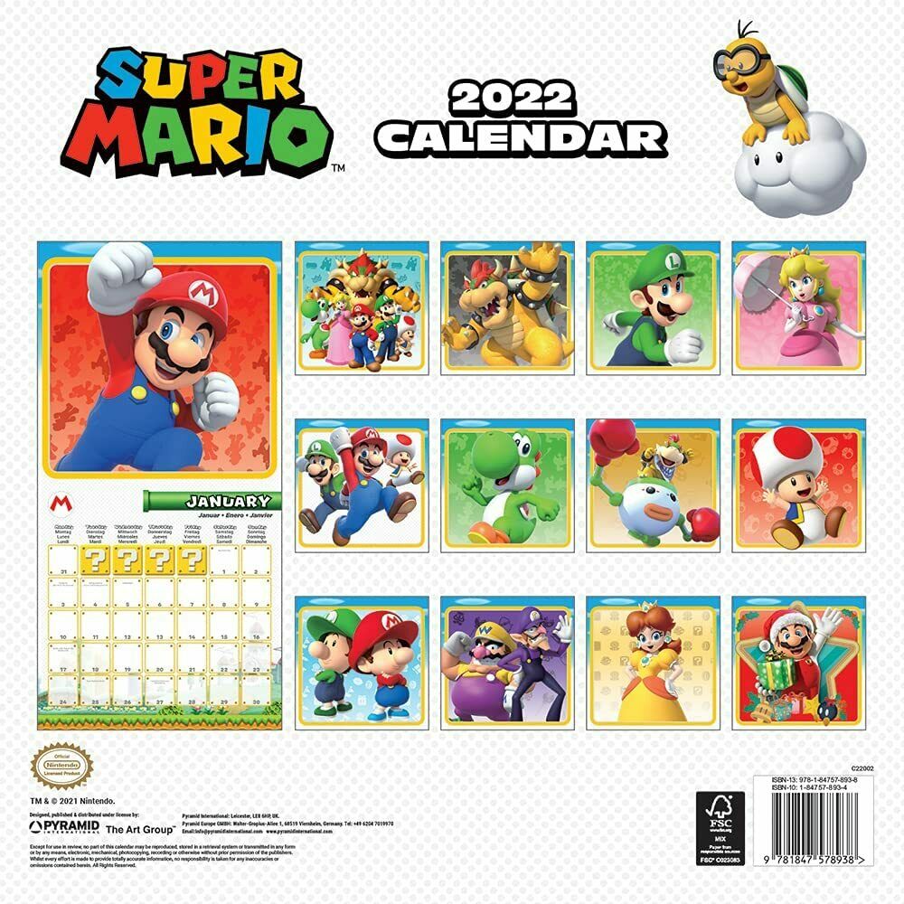 Super Mario Wandkalender / Kalender für Kinder 2022