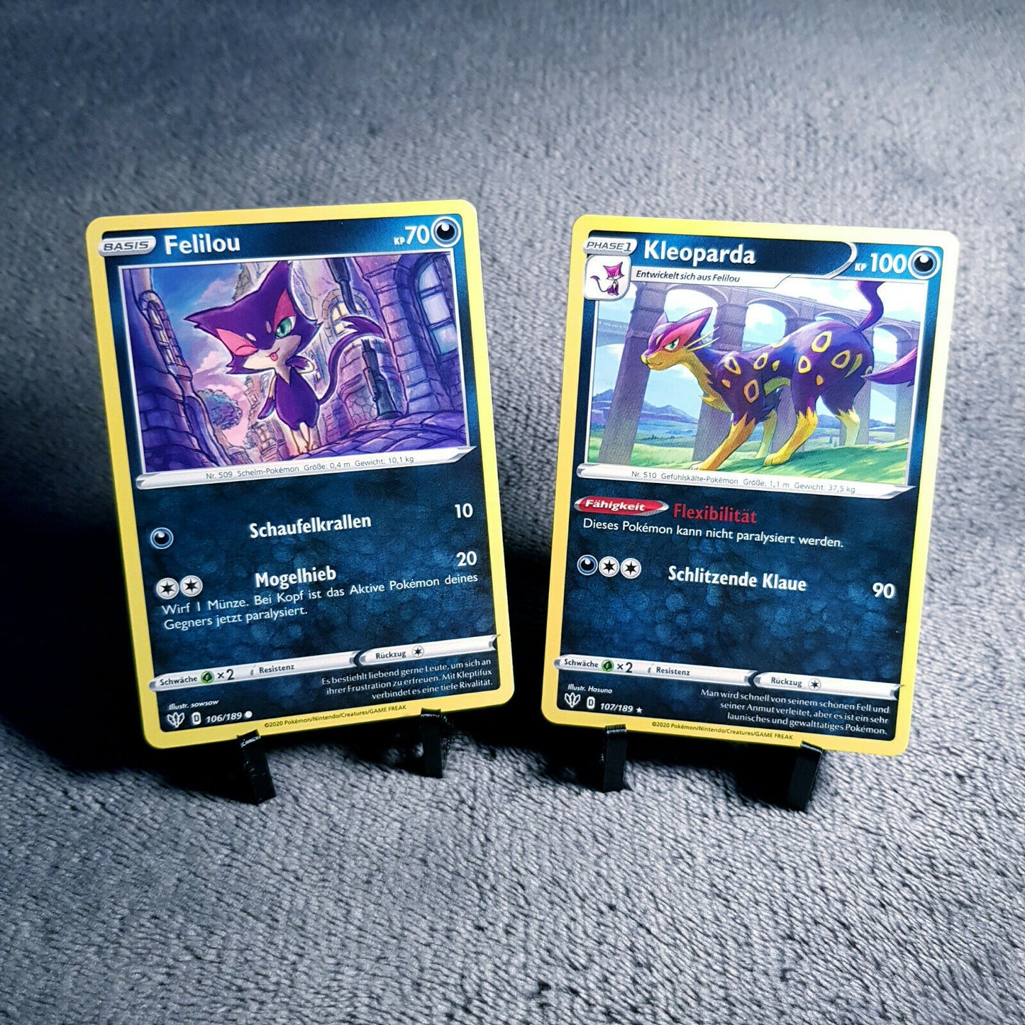 Pokemon Karten | Felilou 106/189 & Kleoparda 107/189 rare | Mint | PSA