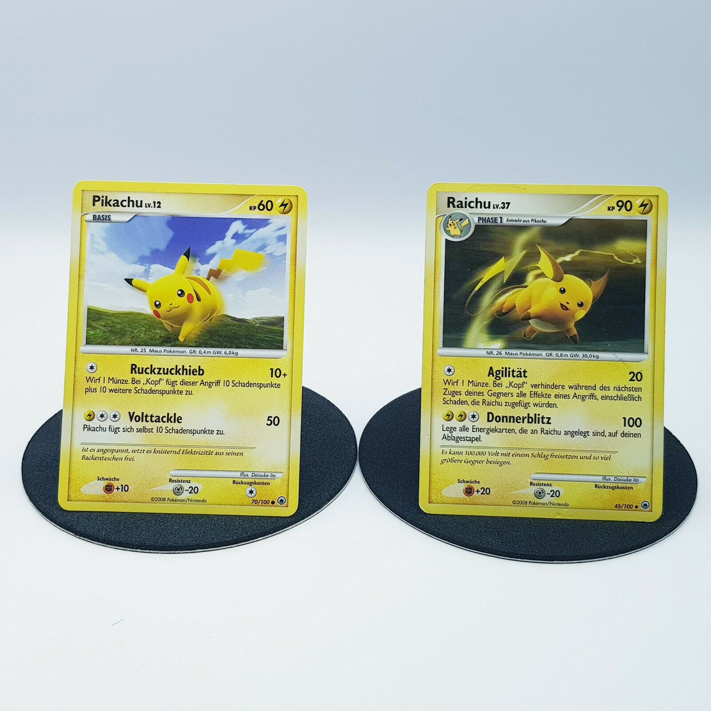 Pokemon Karte Pikachu 70/100 Raichu 45/100 Diamant & Pearl 2008