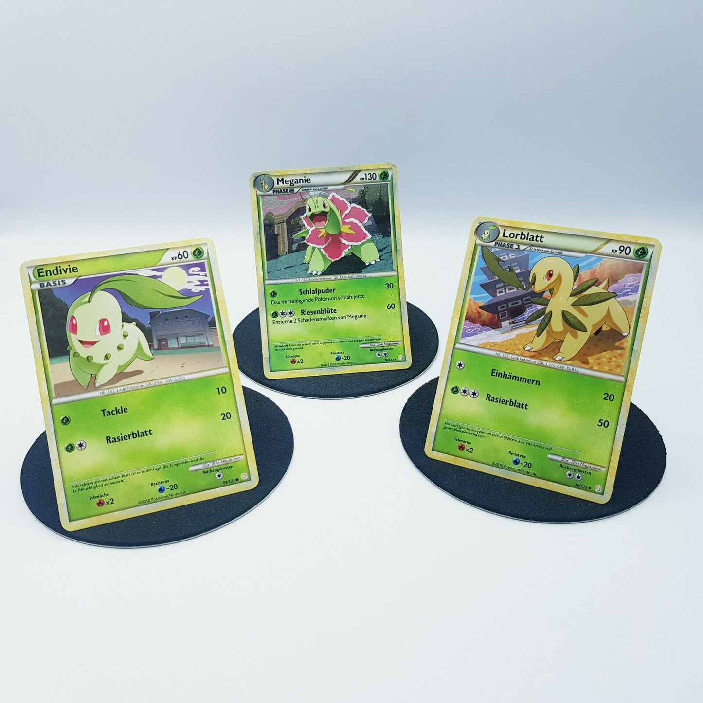 Pokemon Cards Endivie 59/123 Lorbatt 35/123 Meganie 26/123 holo 2010 Near Mint