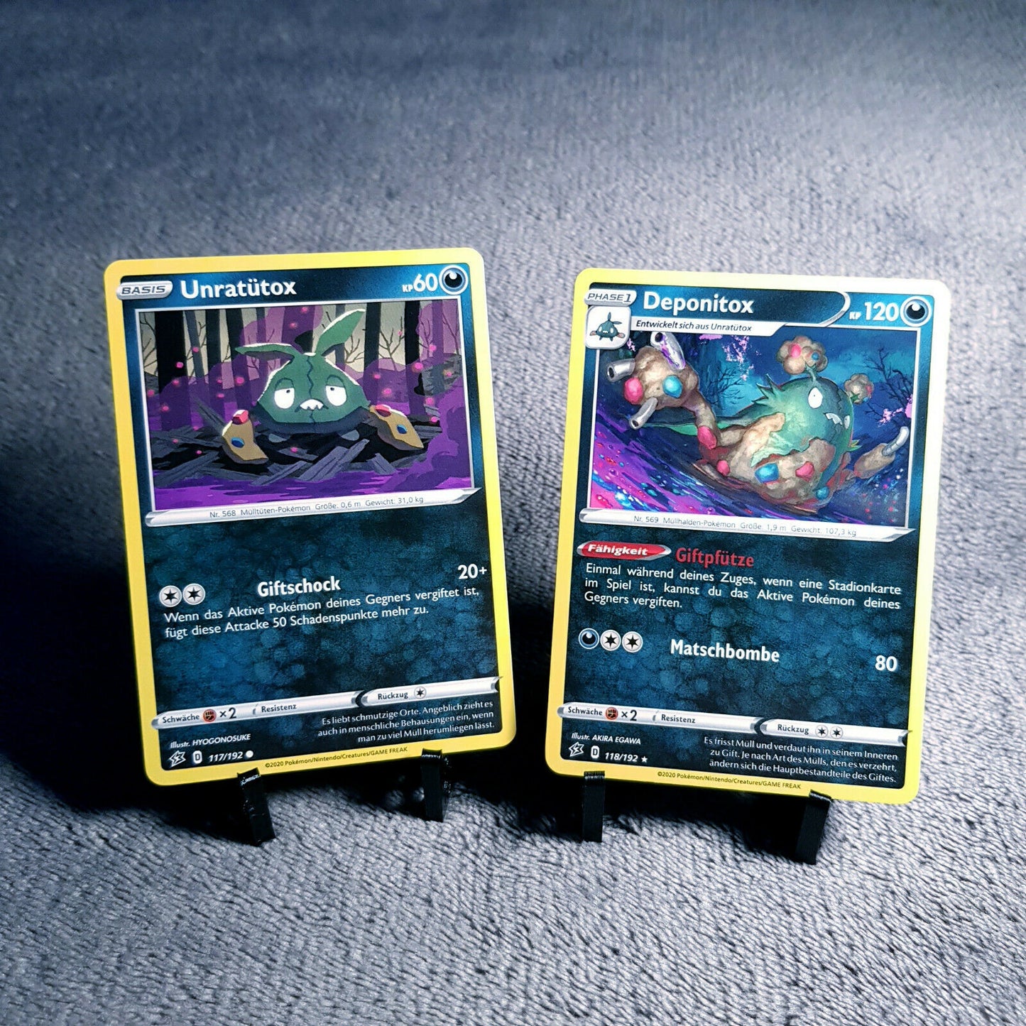 Pokemon Karten | Unratütox 117/192 & Deponitox 118/192 rare | Mint | PSA