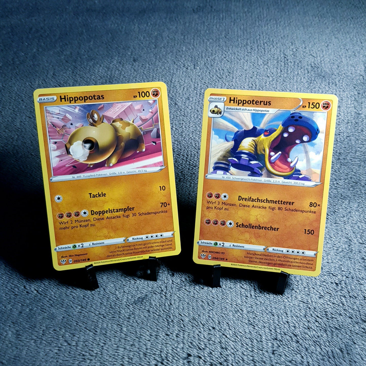 Pokemon Karten | Hippopotas 93/189 & Hippoterus 94/189 rare | Mint | PSA