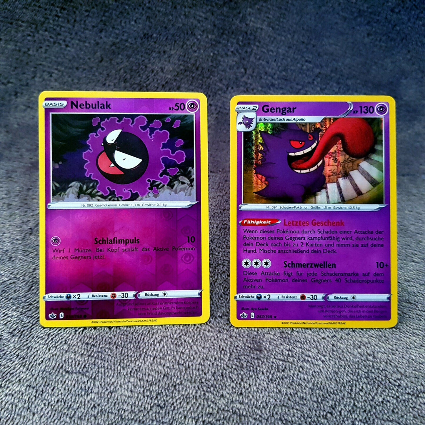 Pokemon - Nebulak 55/198 Gengar 57/198 - Schaurige Herrschaft HOLO MINT deutsch