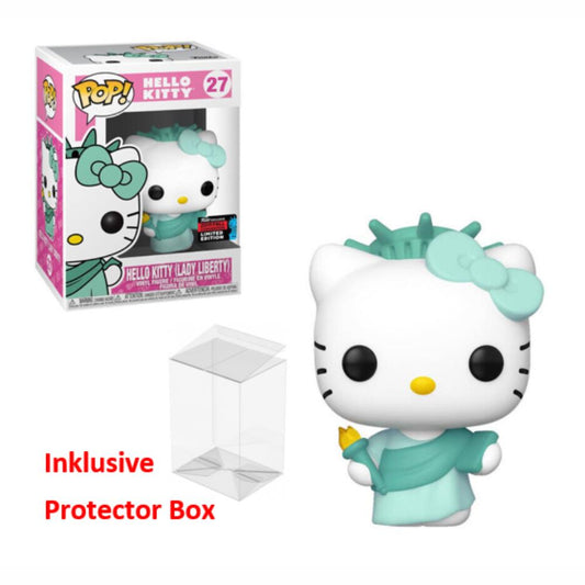 FUNKO POP Hello Kitty #27 Hello Kitty (Lady Liberty) Vinyl Figur sealed + Protector Box