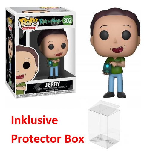 FUNKO POP Rick and Morty #302 Jerry Vinyl Figur Protector Box