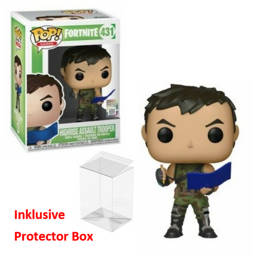 FUNKO POP Fortnite #431 Highrise Assault Trooper Vinyl Figur sealed + Protector Box